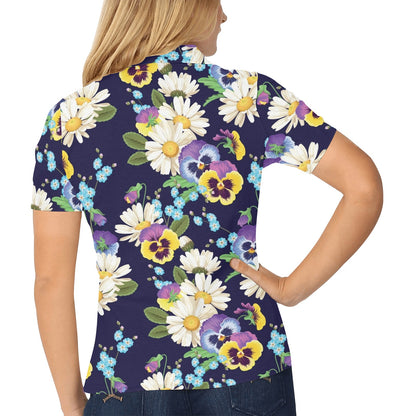 Pansy Pattern Print Design PS03 Women's Polo Shirt