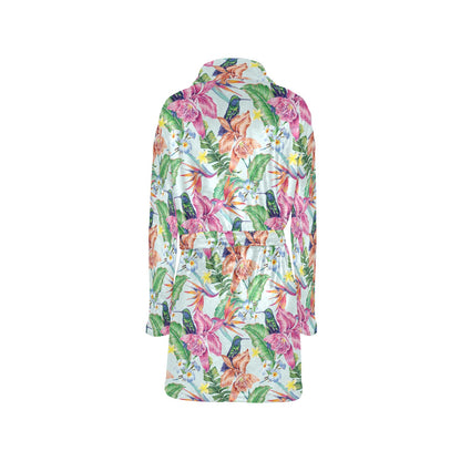 Hummingbird Tropical Pattern Print Design 05 Women's Fleece Robe