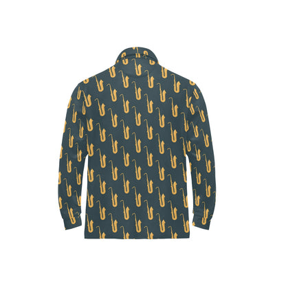 Saxophone Print Design LKS401 Long Sleeve Polo Shirt For Men's