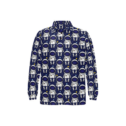 Astronaut Pattern Print Design 01 Long Sleeve Polo Shirt For Men's