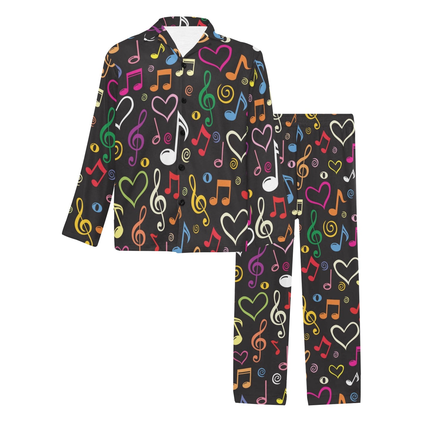 Music note Pattern Print Design A01 Men's Long Pajama Set
