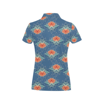 lotus Boho Pattern Print Design LO07 Women's Polo Shirt