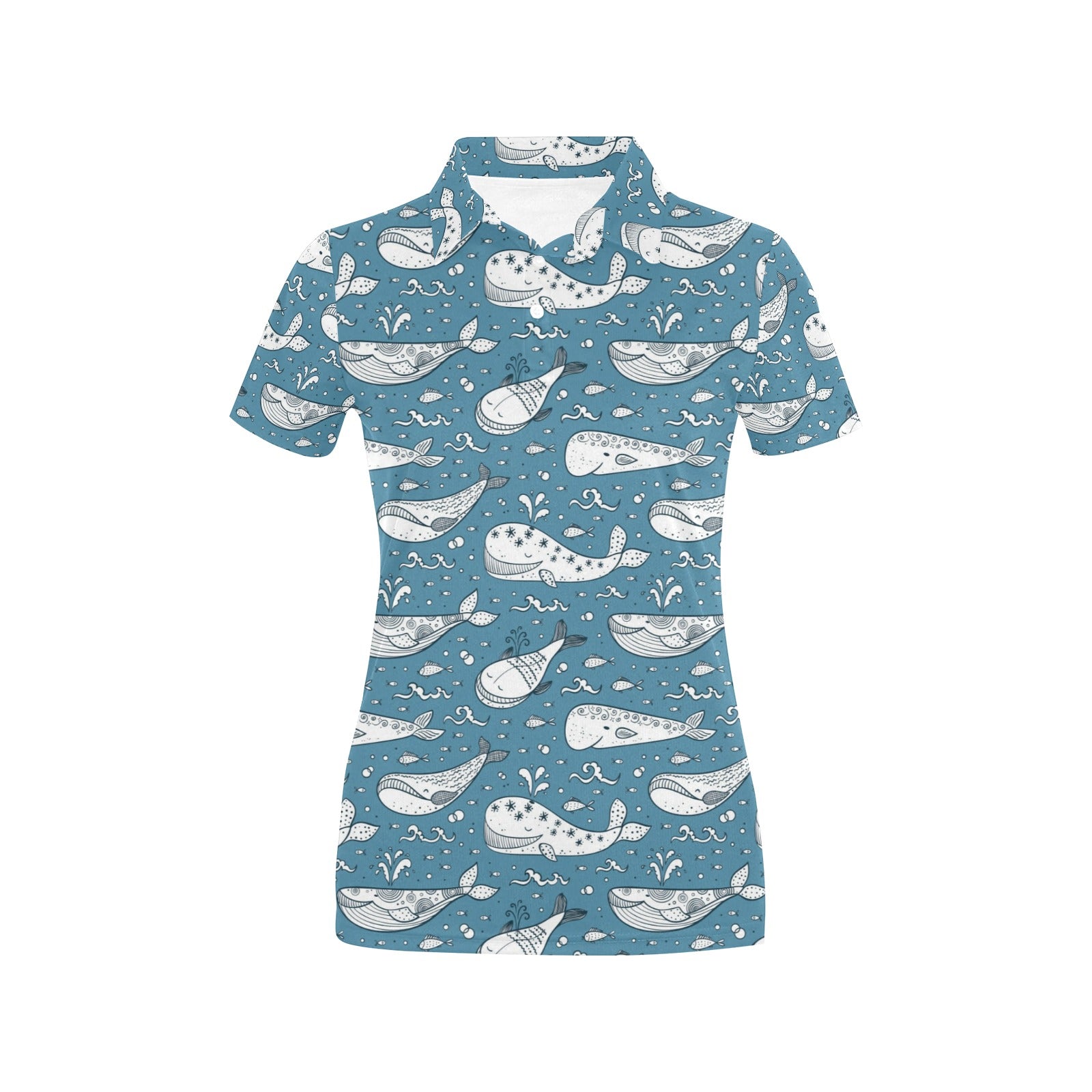 Humpback Whale Pattern Print Design 03 Women's Polo Shirt