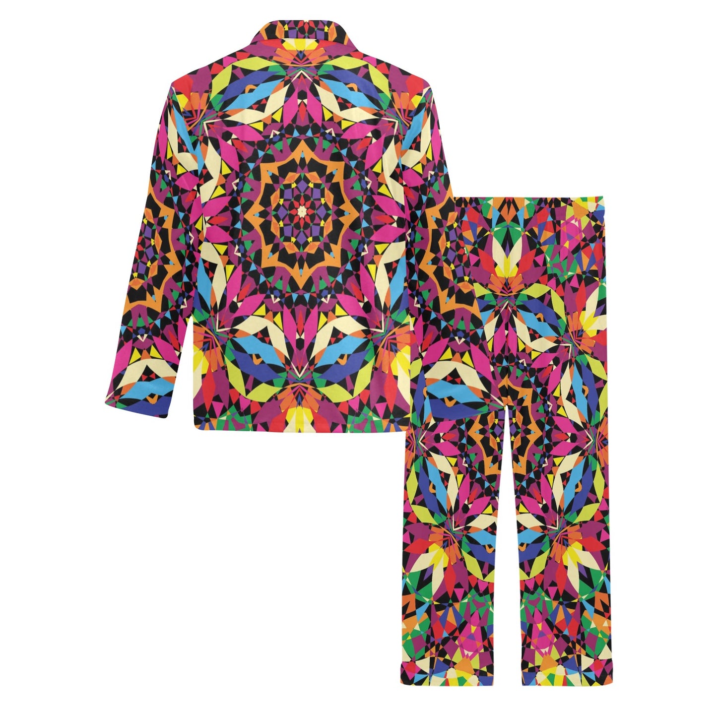 Kaleidoscope Pattern Print Design 02 Men's Long Pajama Set
