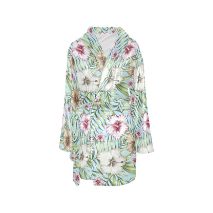 Tropical Flower Pattern Print Design TF05 Women's Fleece Robe