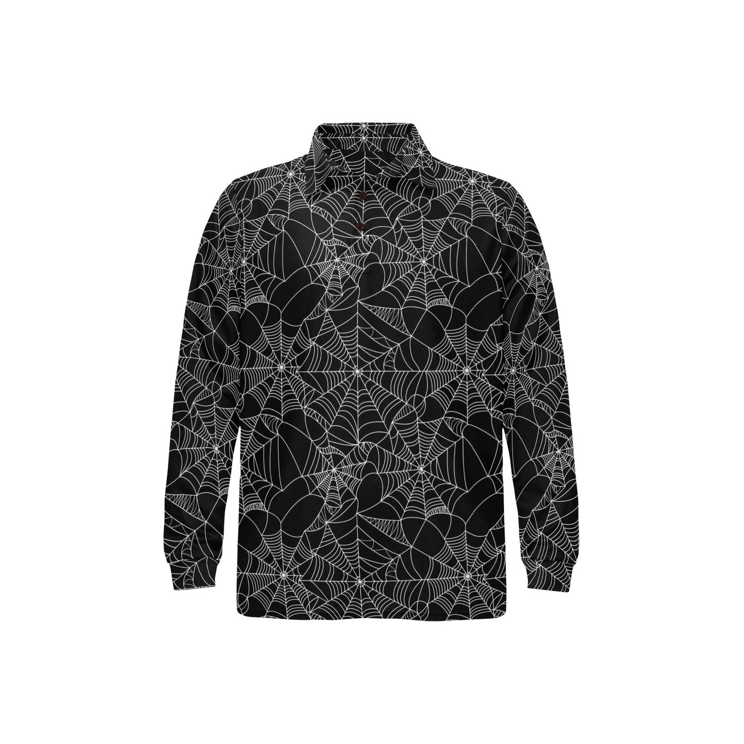 Spider Web Print Design LKS301 Long Sleeve Polo Shirt For Men's