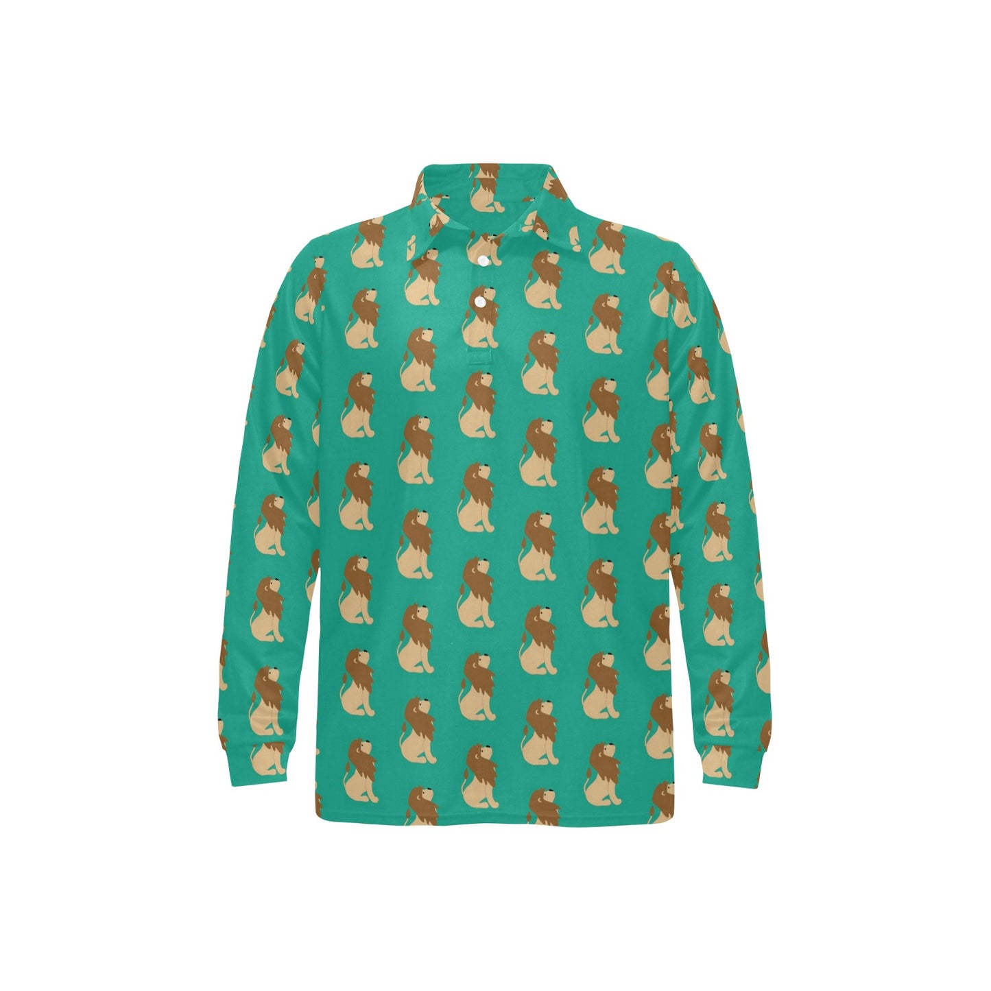 Lion Pattern Print Design 02 Long Sleeve Polo Shirt For Men's