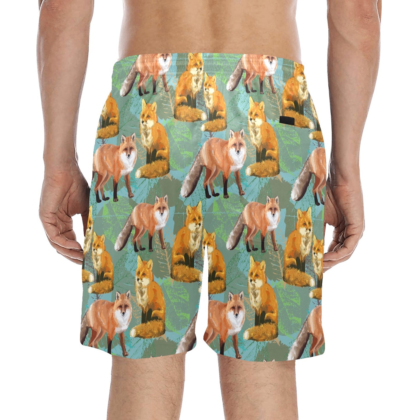 Fox Autumn leaves Themed Men's Swim Trunks Beach Shorts