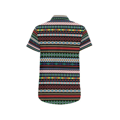 Southwest Pattern Print Design LKS302 Men Short Sleeve Button Up Shirt