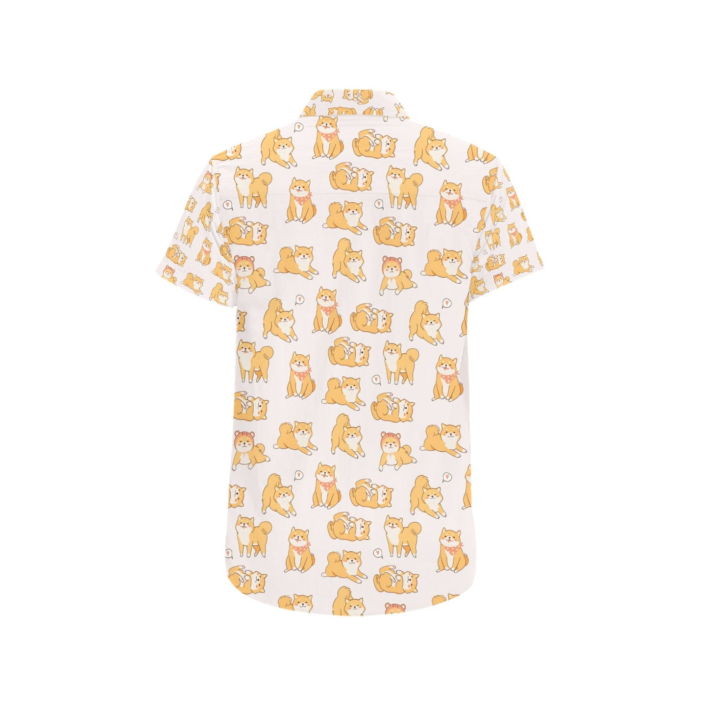 Shiba Inu Print Design LKS308 Men Short Sleeve Button Up Shirt