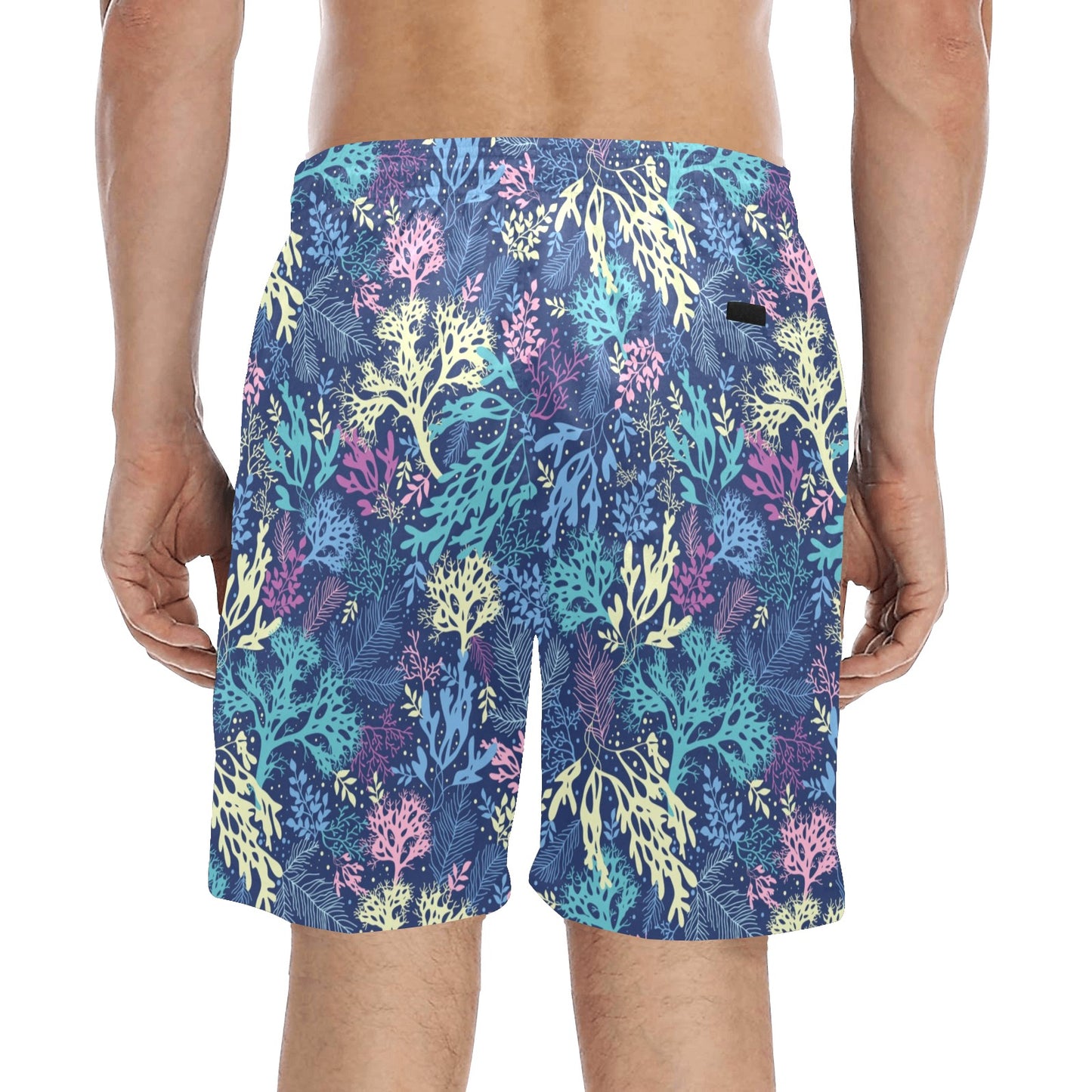 Seaweed Print Design LKS301 Men's Swim Trunks Beach Shorts
