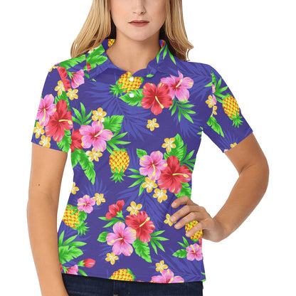 Hawaiian Themed Pattern Print Design H05 Women's Polo Shirt