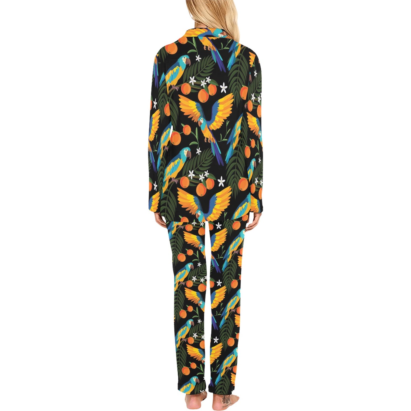 Macaw Pattern Print Design 03 Women's Long Pajama Set