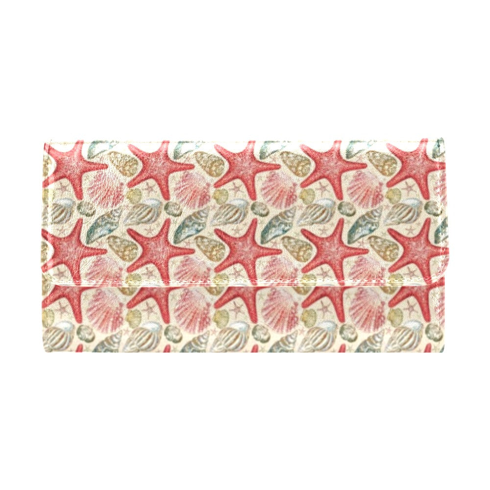 Seashell Print Design LKS301 Women's Trifold Wallet