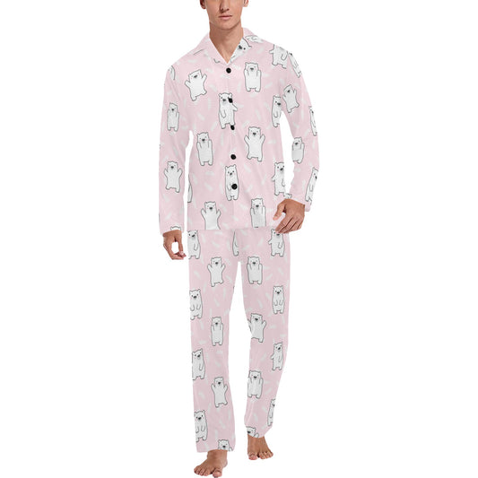 Polar Bear Pattern Print Design PB09 Men's Long Pajama Set