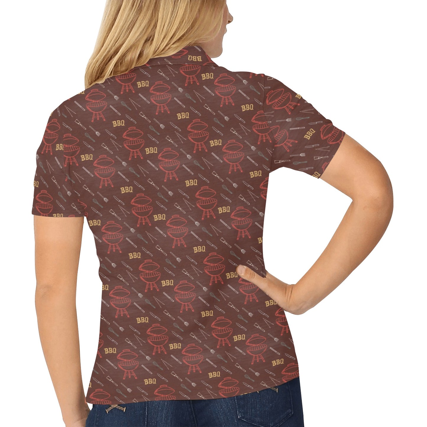 Barbecue Pattern Print Design 01 Women's Polo Shirt