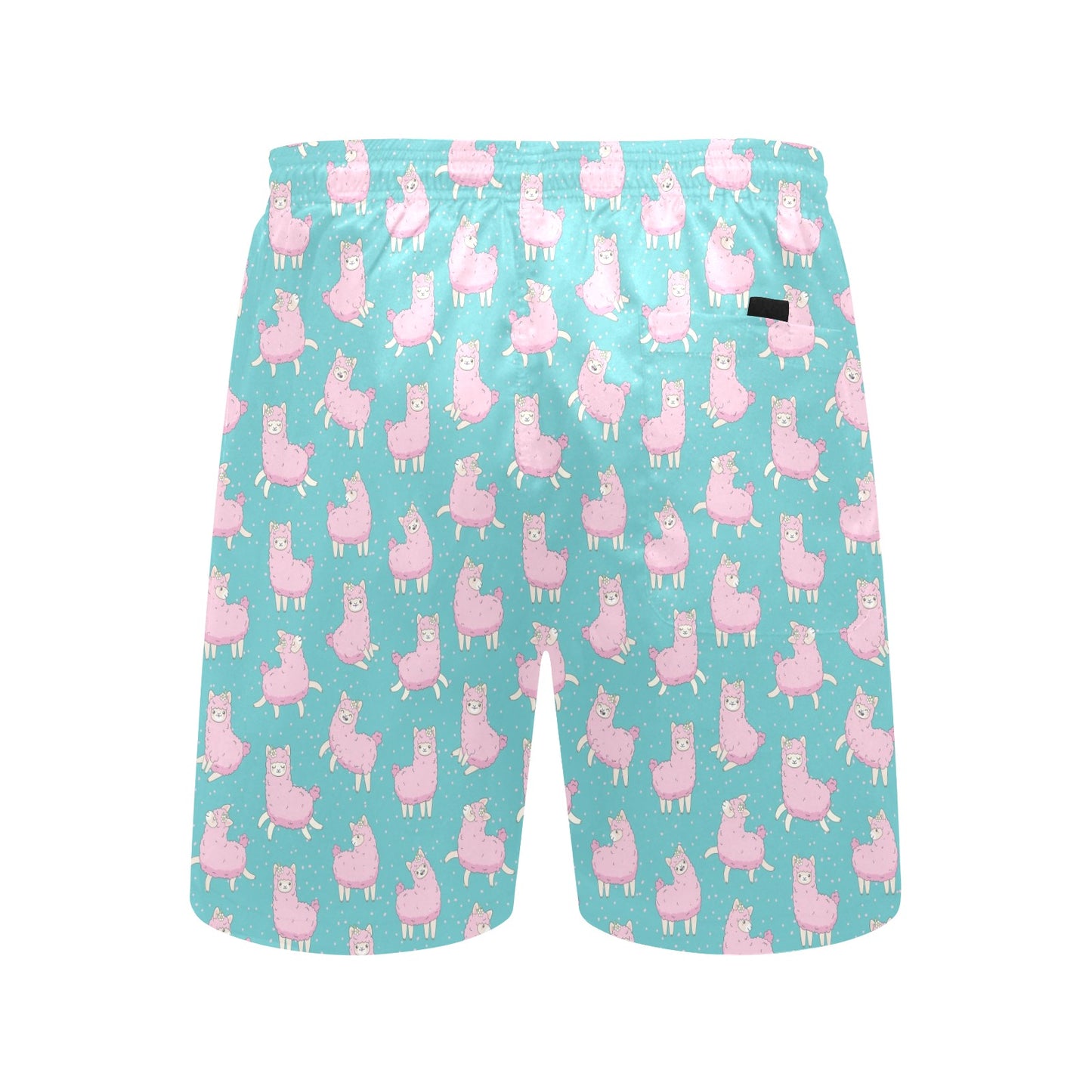 Alpaca Cartoon Design Themed Print Men's Swim Trunks Beach Shorts
