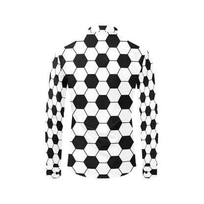 Soccer Ball Texture Print Design LKS303 Men's Long Sleeve Dress Shirt