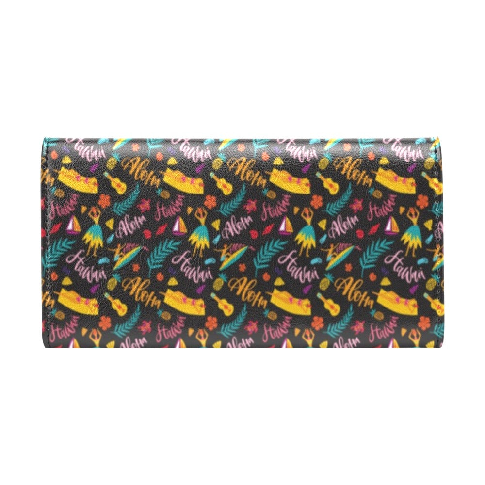 Aloha Hawaii Summer Design Themed Print Women's Trifold Wallet