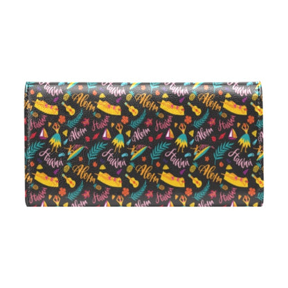 Aloha Hawaii Summer Design Themed Print Women's Trifold Wallet
