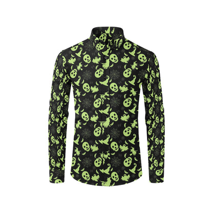 Witch Halloween Print Design LKS306 Men's Long Sleeve Dress Shirt