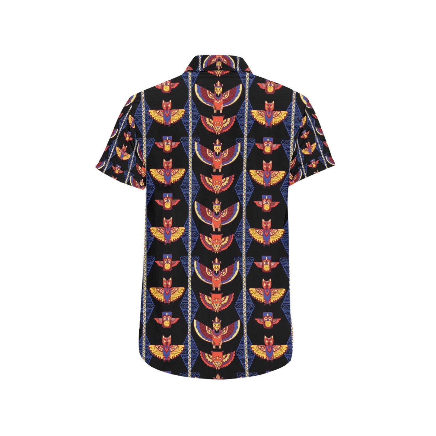 Totem Print Design LKS301 Men Short Sleeve Button Up Shirt