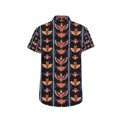 Totem Print Design LKS301 Men Short Sleeve Button Up Shirt