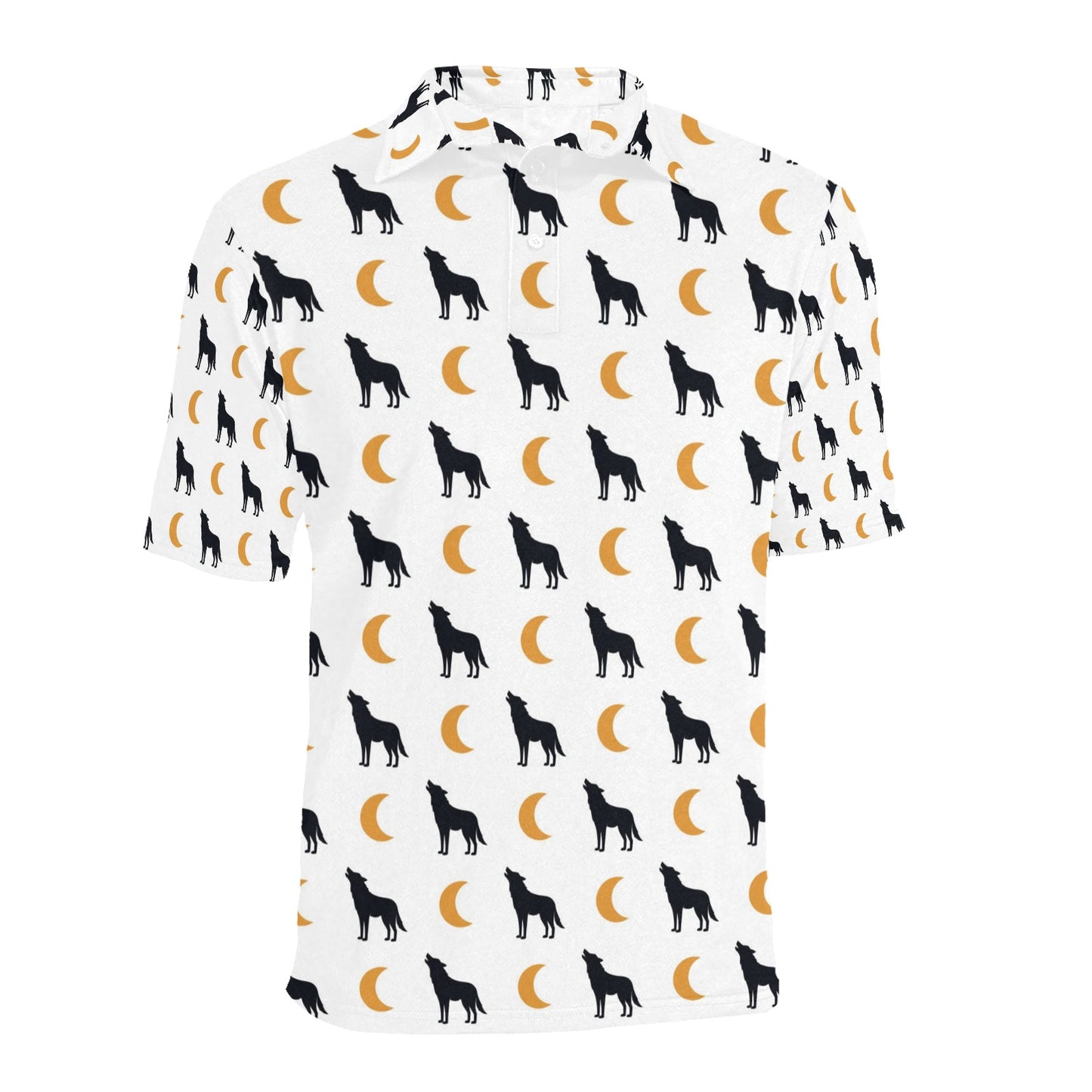 Wolf Moon Print Design LKS302 Men Polo Shirt