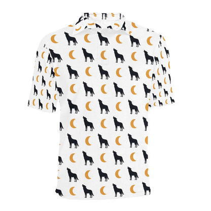 Wolf Moon Print Design LKS302 Men Polo Shirt