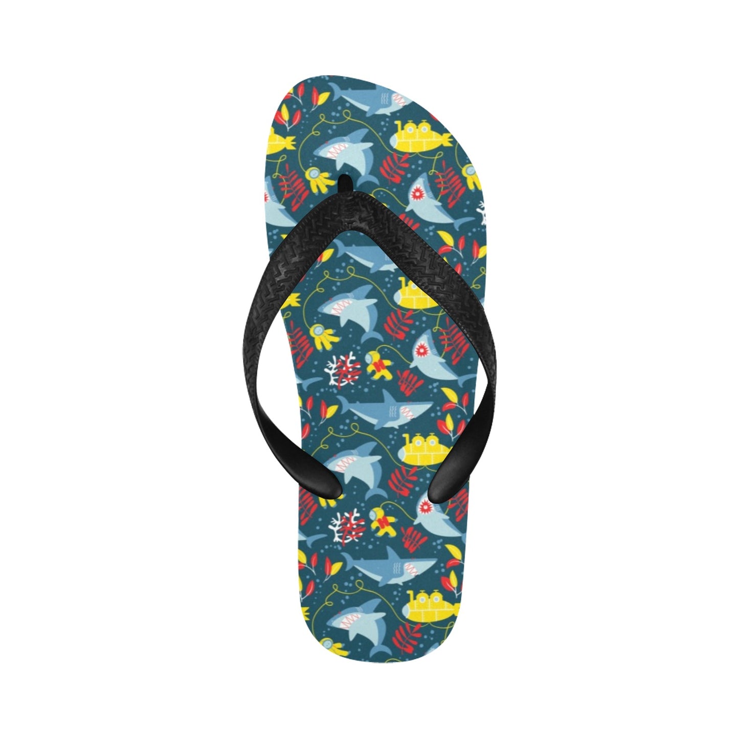 Scuba With Sharks Print Design LKS303 Flip Flops