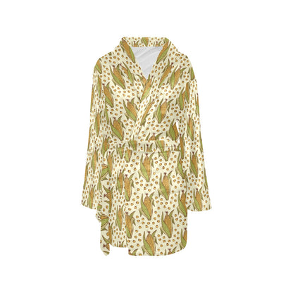 Corn Pattern Print Design 01 Women's Fleece Robe