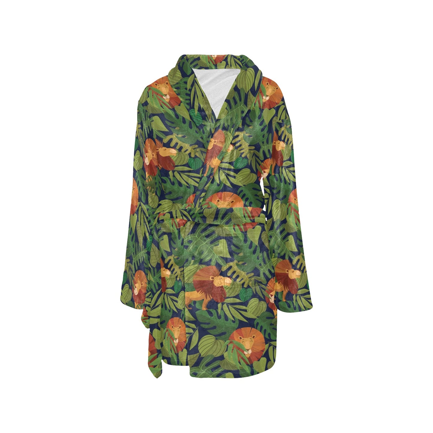 Lion Jungle Pattern Print Design 05 Women's Fleece Robe