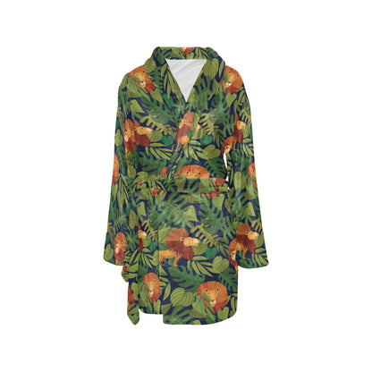 Lion Jungle Pattern Print Design 05 Women's Fleece Robe
