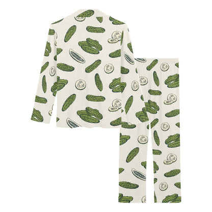 Cucumber Pattern Print Design CC05 Women's Long Pajama Set