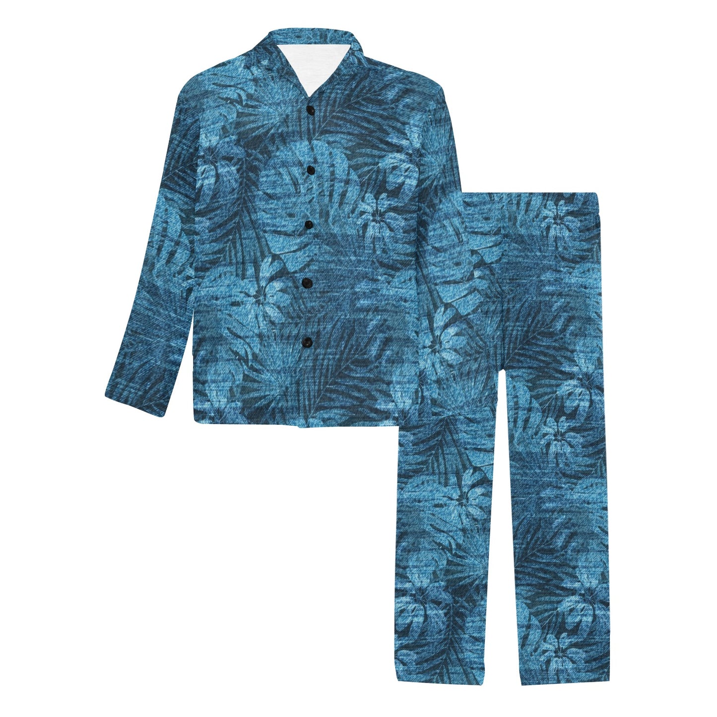 Jean Tropical Pattern Print Design 04 Men's Long Pajama Set