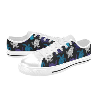 Sea Turtle Print Design LKS306 Women's White Low Top Shoes