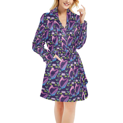 Harp Print Design LKS403 Women's Fleece Robe