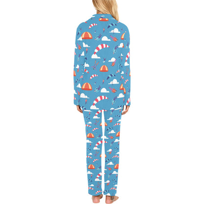 Skydiving Pattern Print Design 03 Women's Long Pajama Set