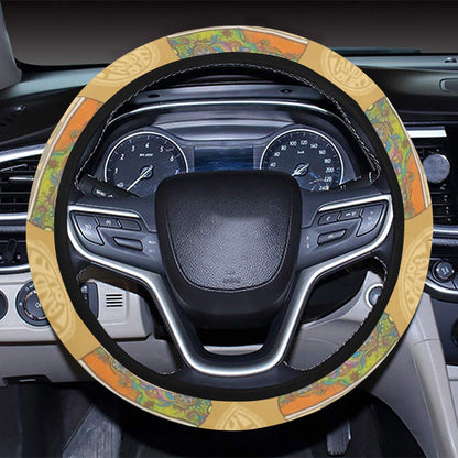 Hippie Van Print Design LKS304 Steering Wheel Cover with Elastic Edge