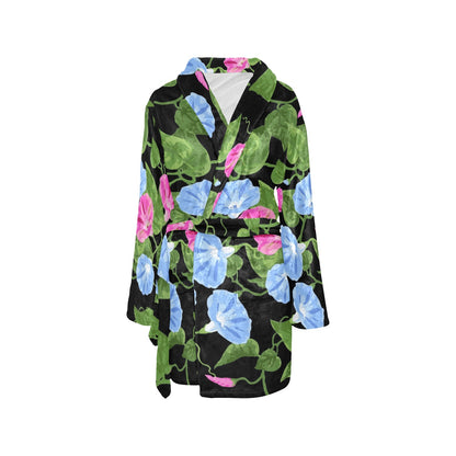 Morning Glory Pattern Print Design MG04 Women's Fleece Robe