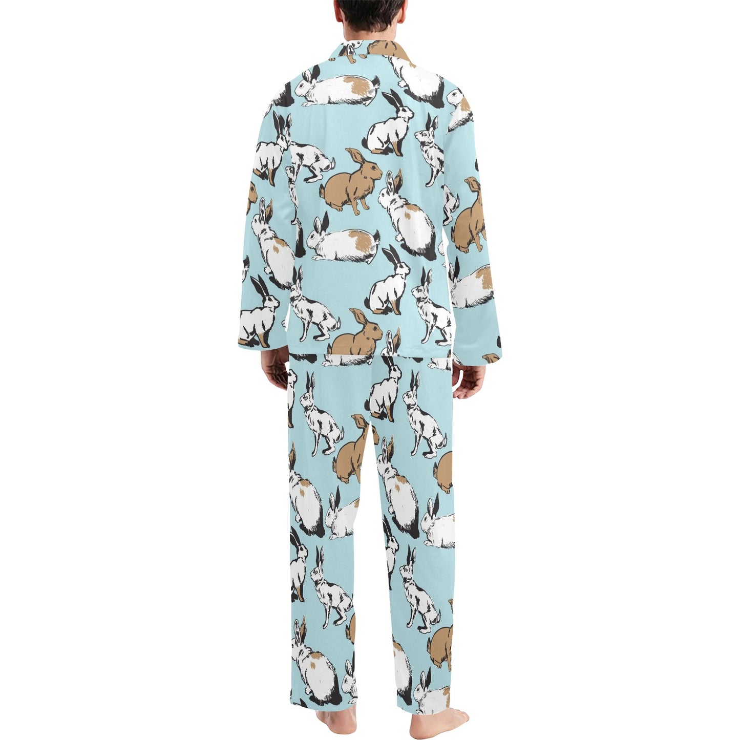 Rabbit Pattern Print Design RB018 Men's Long Pajama Set