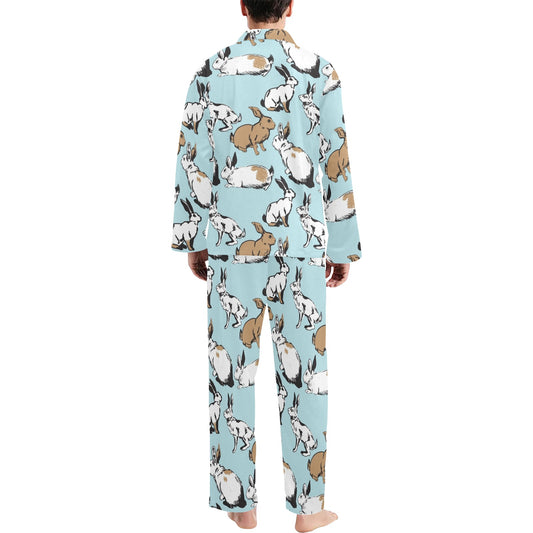 Rabbit Pattern Print Design RB018 Men's Long Pajama Set