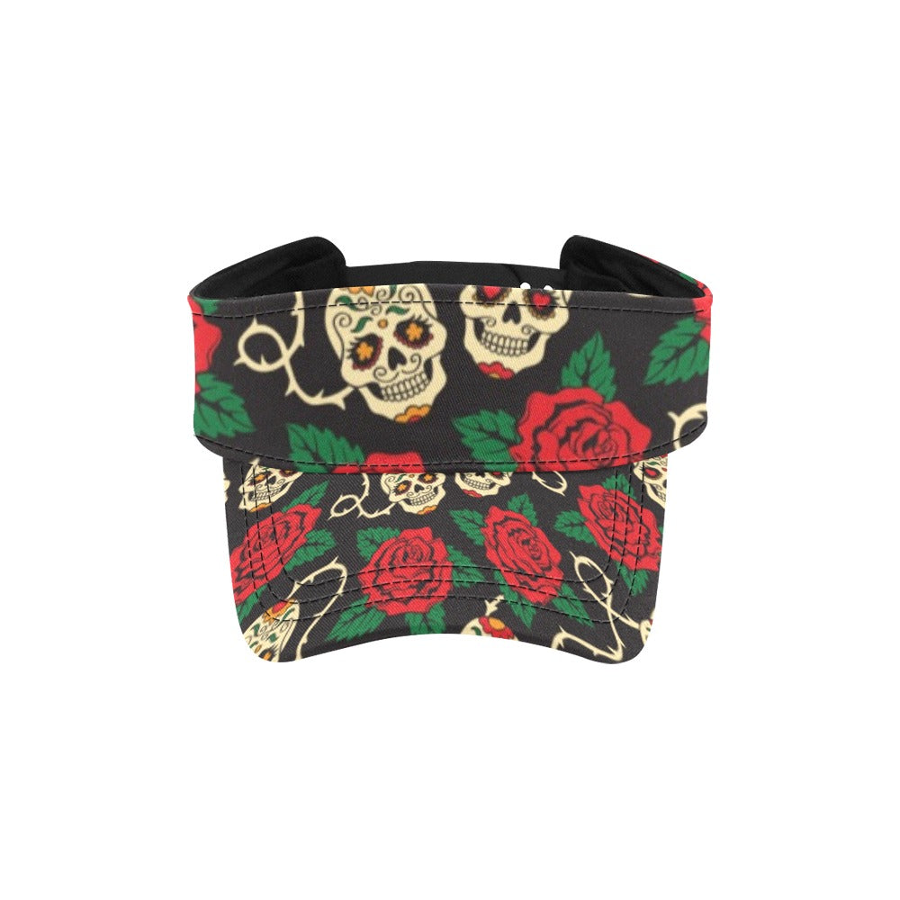 Sugar Skull Red Rose Print Design LKS301 Unisex Sun Visor