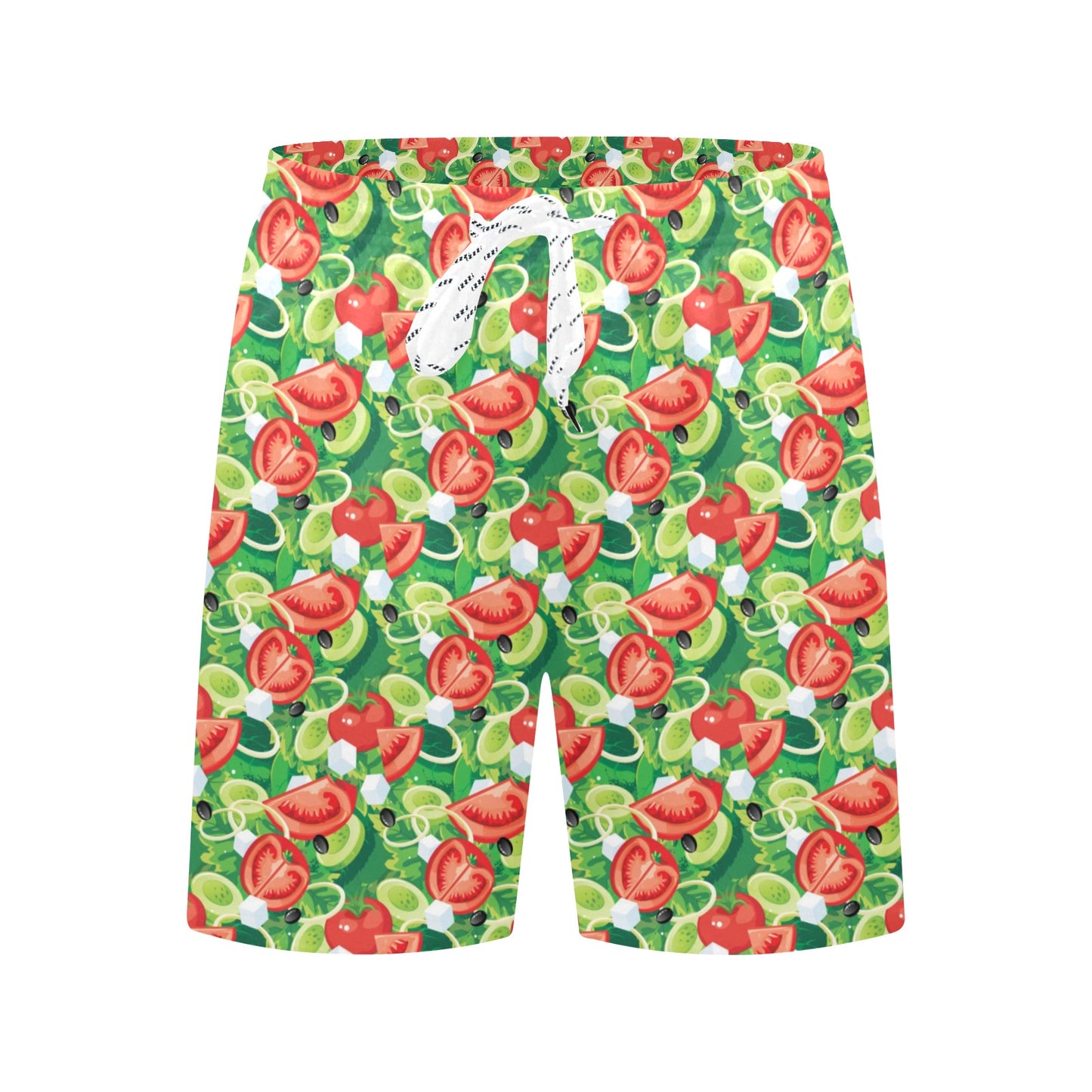 Vegan Salad Themed Design Print Men's Swim Trunks Beach Shorts