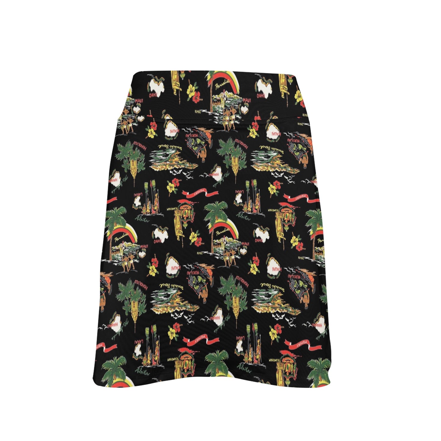 Hawaiian Island Themed Print 17" Golf & Pickleball Skort with Pockets
