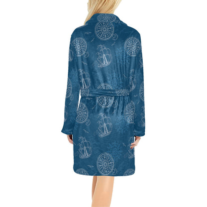 Nautical Pattern Print Design A04 Women's Fleece Robe
