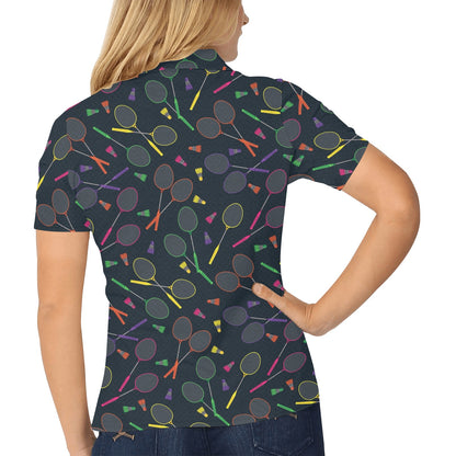 Badminton Pattern Print Design 04 Women's Polo Shirt