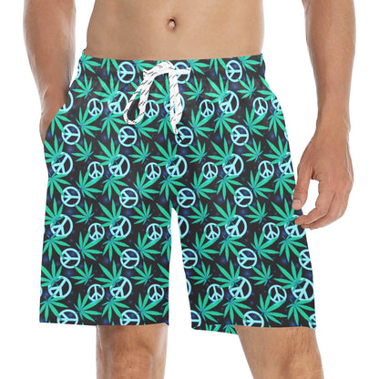 Peace Sign Themed Design Print Men's Swim Trunks Beach Shorts