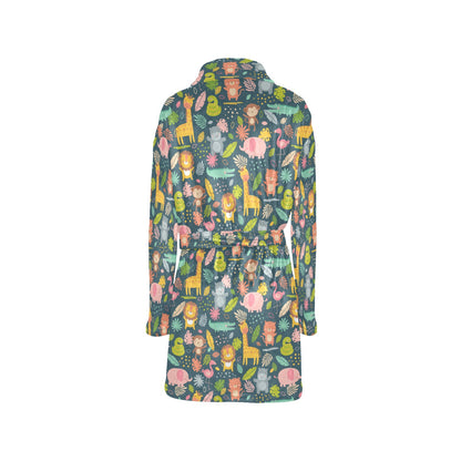 Safari Animal Cartoon Print Design LKS305 Women's Fleece Robe
