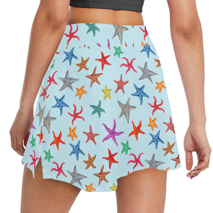 Starfish Print Design LKS402 17" Golf & Pickleball Skort with Pockets